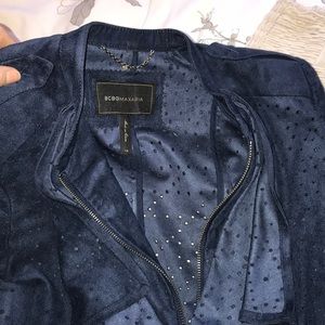 BCBG barely worn suede knee length jacket